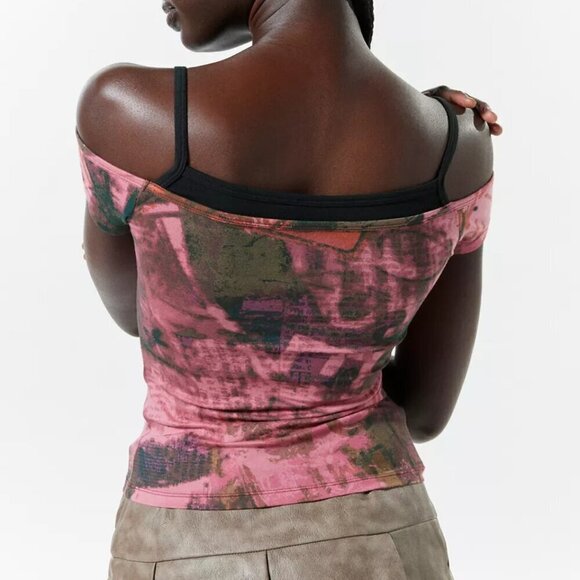 NWT UO Silence + Noise Kelli Cold Shoulder Pink Tank Top - Picture 2 of 5